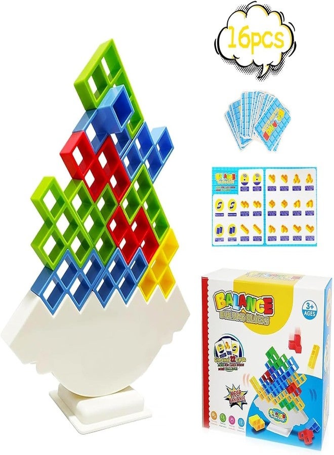 Samip Stacking Game 16 Pcs Stack Tower, Tetra Tower Child Balance Building Block 2 Players+ Game, Tetris Tower, Balance Blocks, Puzzle for Building Tetris Game, Tetris Balance Board Games, Stacking - Image 2